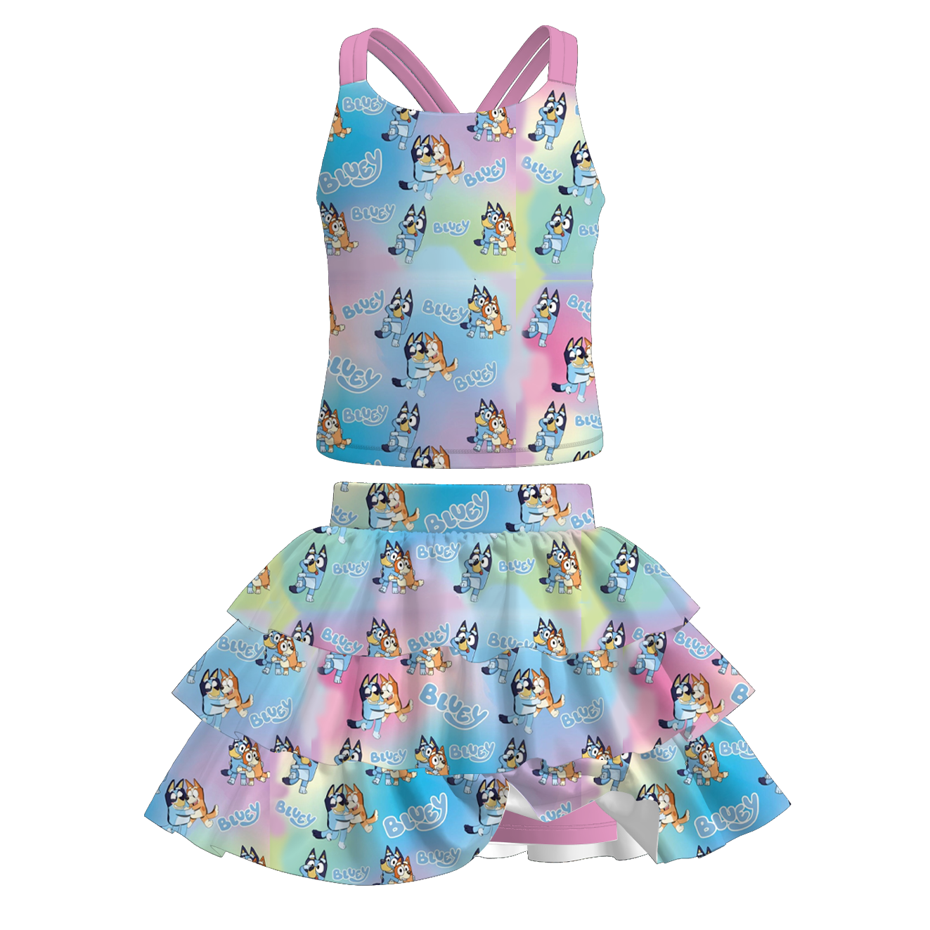 (Pre Order+Prepack Zone)Girls Cartoon Print Skort Dress,Set(Mix Size)