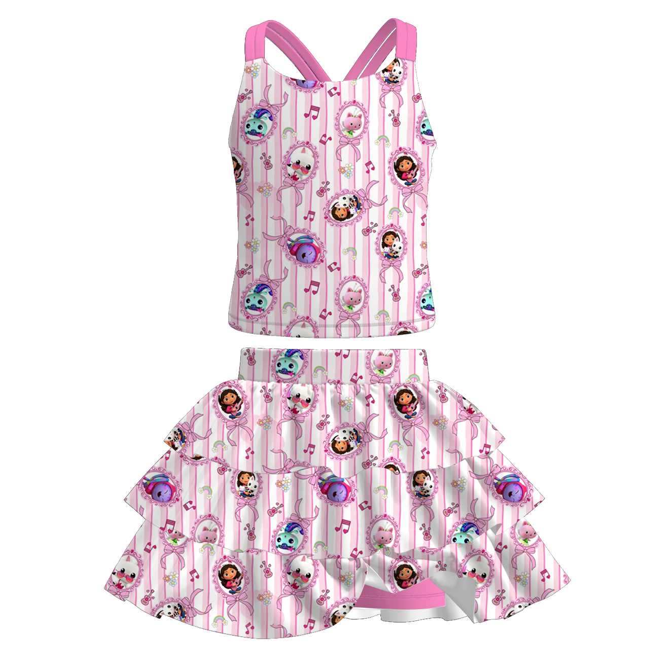 (Pre Order+Prepack Zone)Girls Cartoon Print Skort Dress,Set(Mix Size)