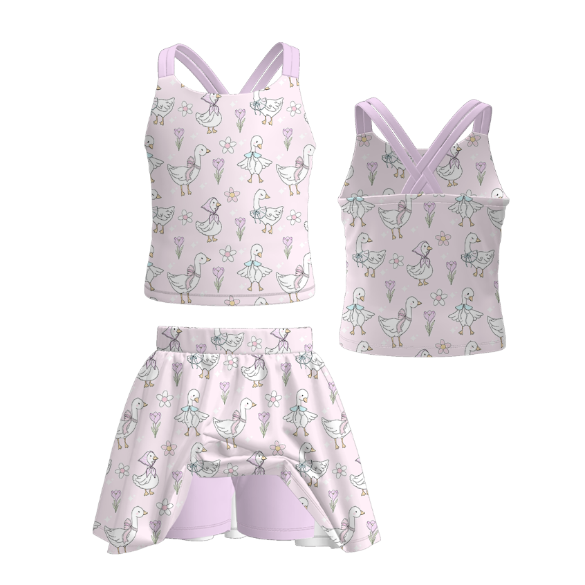 (Weekly Pre-Order)Girls Spring&Summer Print Skort Set(Ends Wednesday)