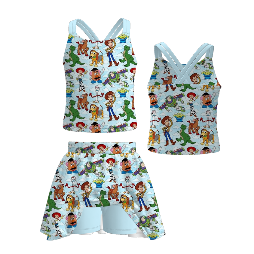 (Weekly Pre-Order)Girls Spring&Summer Print Skort Set(Ends Wednesday)