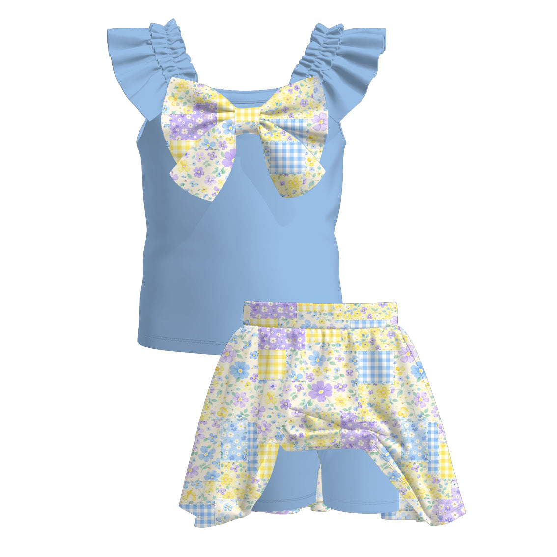 (Pre Order+Prepack Zone)Girls Spring&Summer Print Dress&Skort Set(Mix Size)