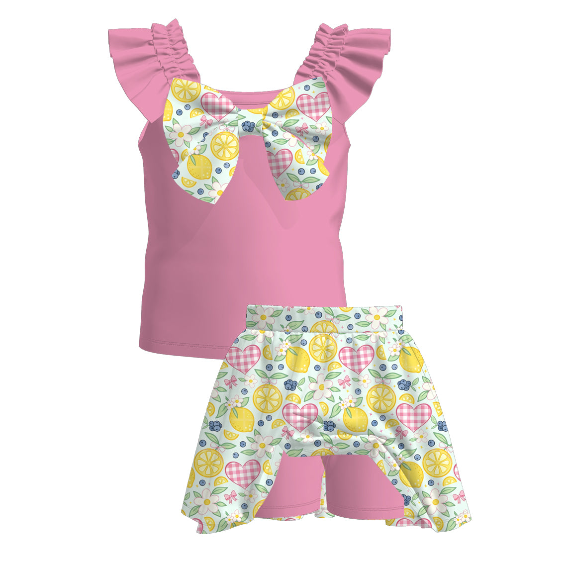 (Pre Order+Prepack Zone)Girls Spring&Summer Print Dress&Skort Set(Mix Size)