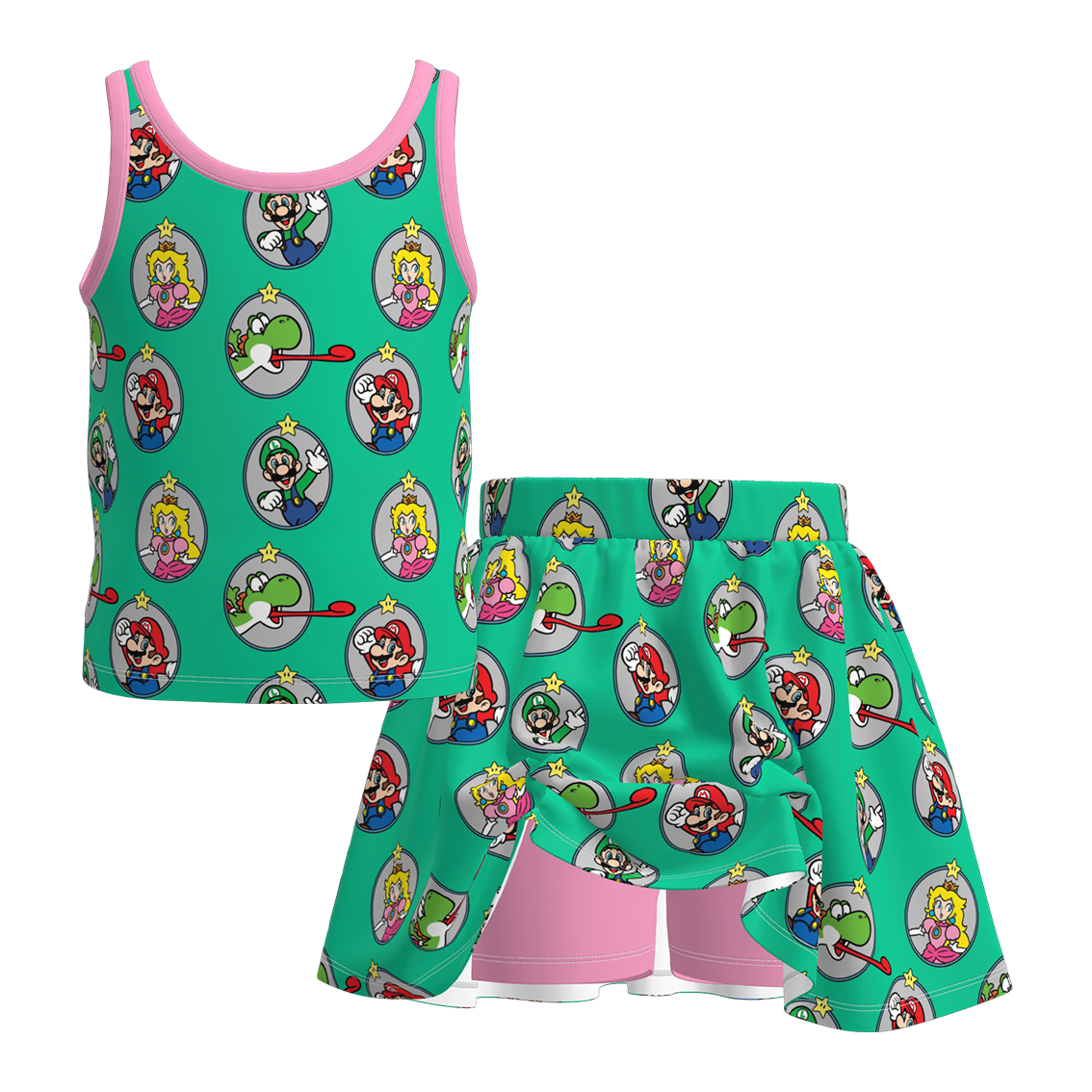 (Pre Order+Prepack Zone)Girls Spring&Summer Cartoon Print Skort Set