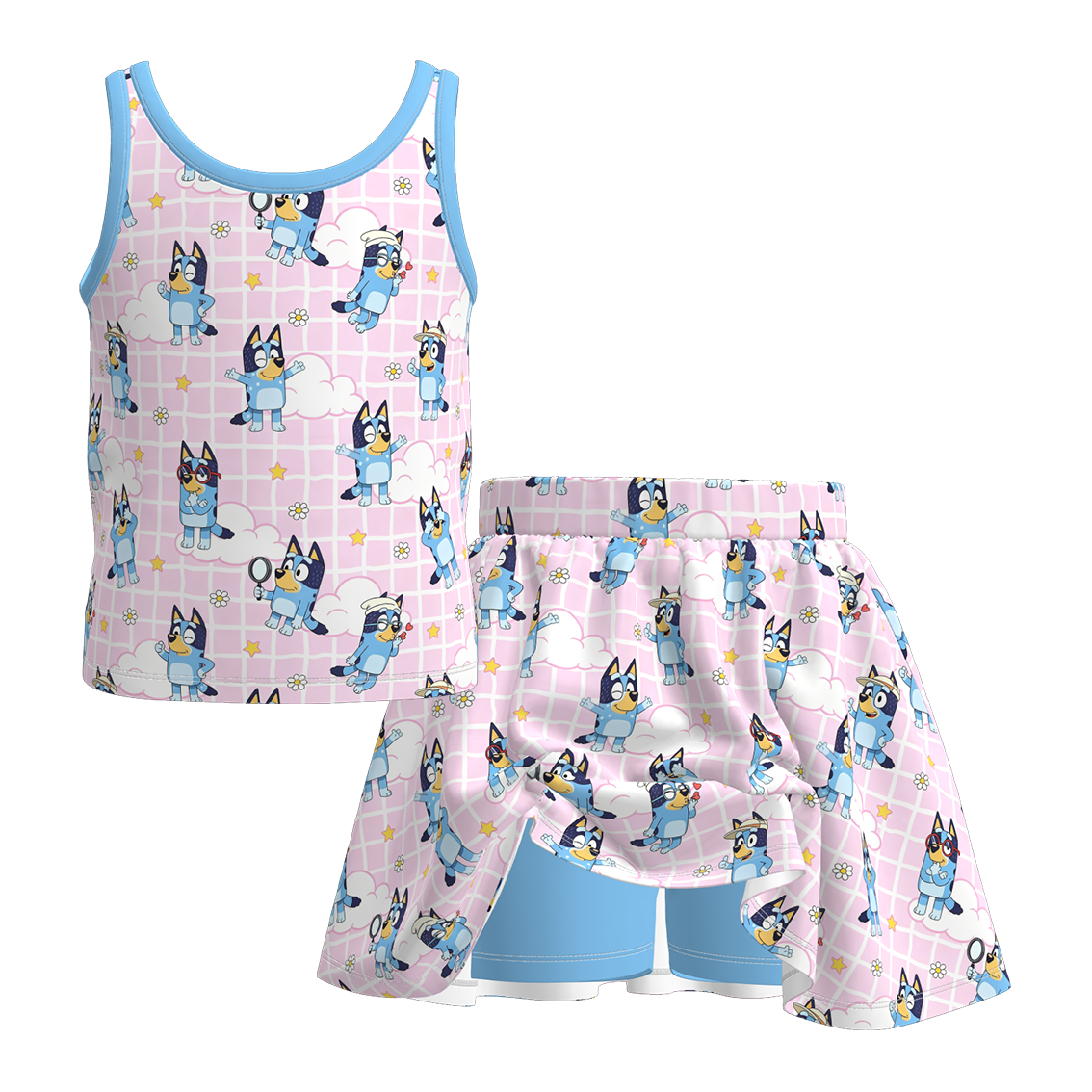 (Pre Order+Prepack Zone)Girls Spring&Summer Cartoon Print Skort Set