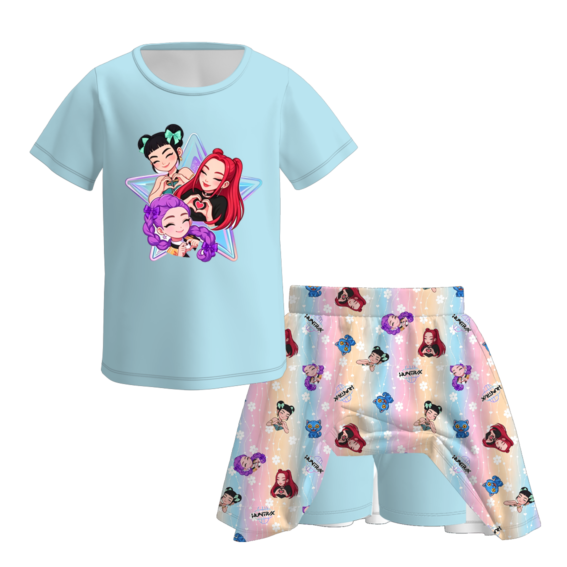 (Pre Order+Prepack Zone)Girls Spring&Summer Movie Character Print Skort Set