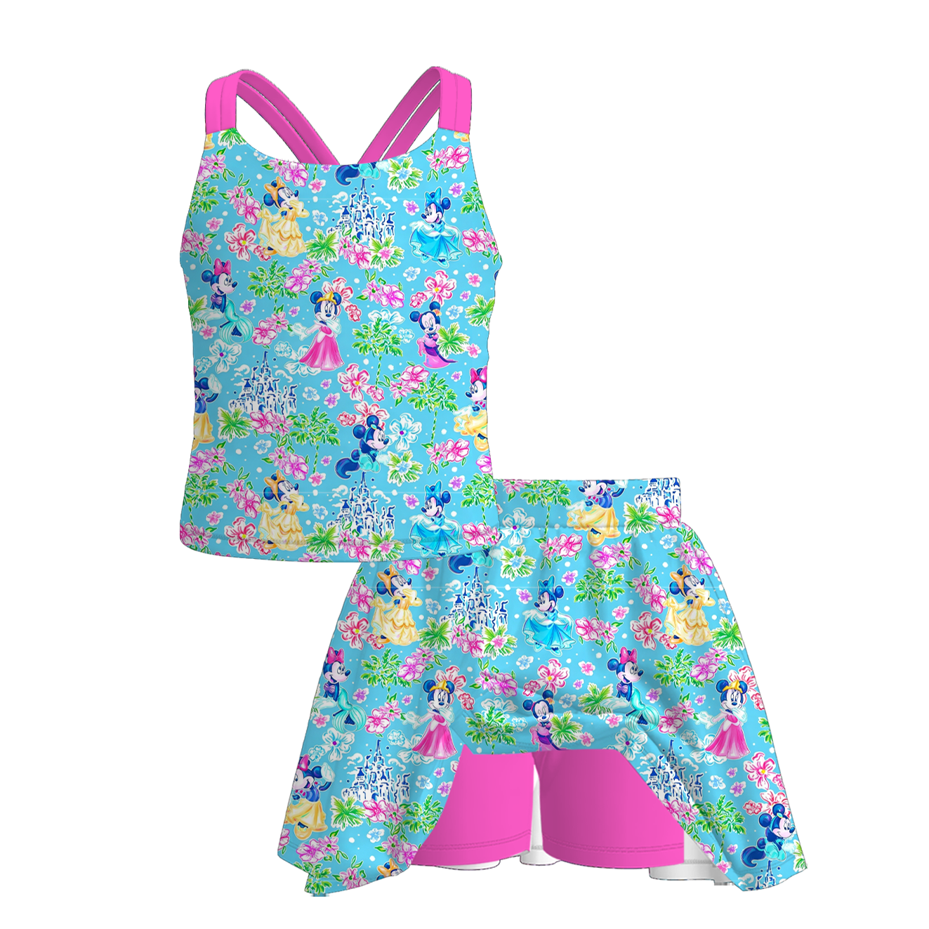 (Pre Order+Prepack Zone)Girls Summer Seaside Print Skort Set(Mix Size)