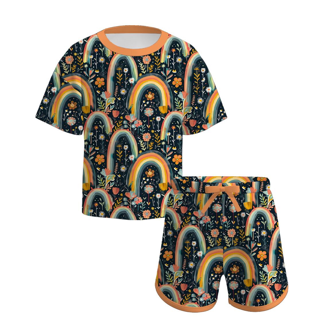 (Pre Order+Prepack Zone)Family Spring&Summer Rainbow Print Set(Mix Size)