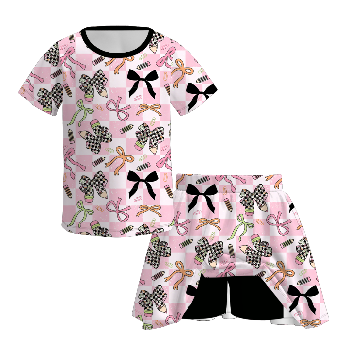 (Pre Order+Prepack Zone)Girls Summer Back To School Print Skort Set(Mix Size)