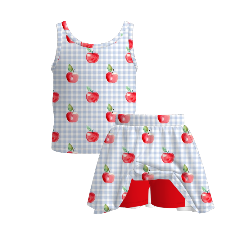 (Pre Order+Prepack Zone)Girls Summer Back To School Print Skort Set