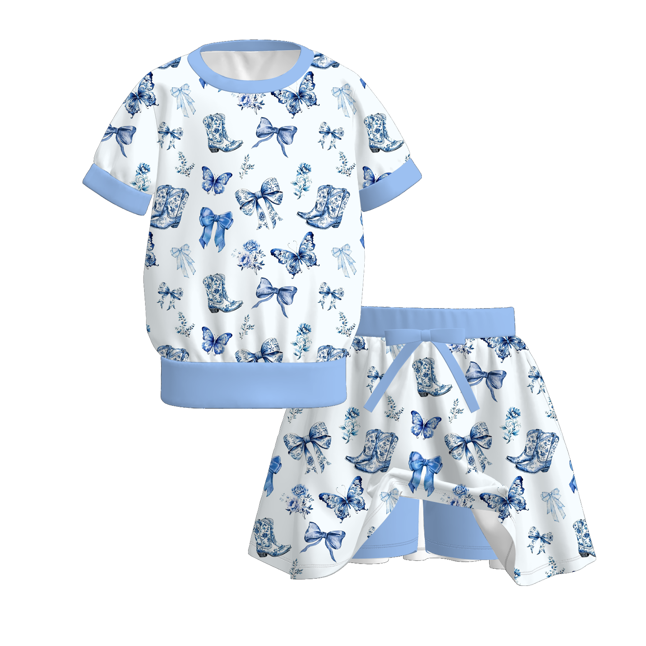 (Pre Order+Prepack Zone)Girls Fall Print Skort Set