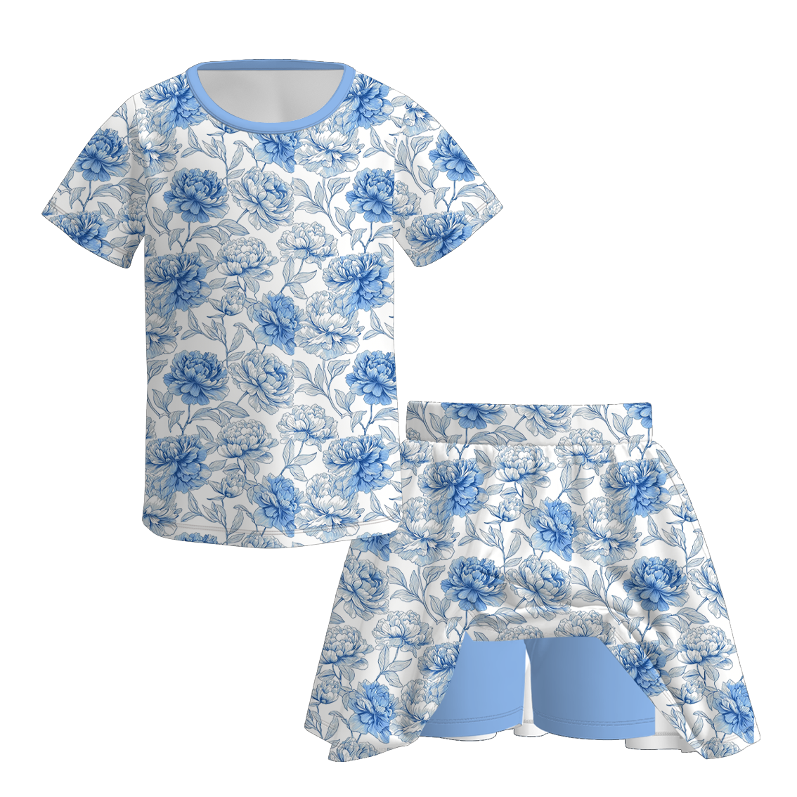 (Pre Order)Family Fall Floral Print Skort Set&Romper