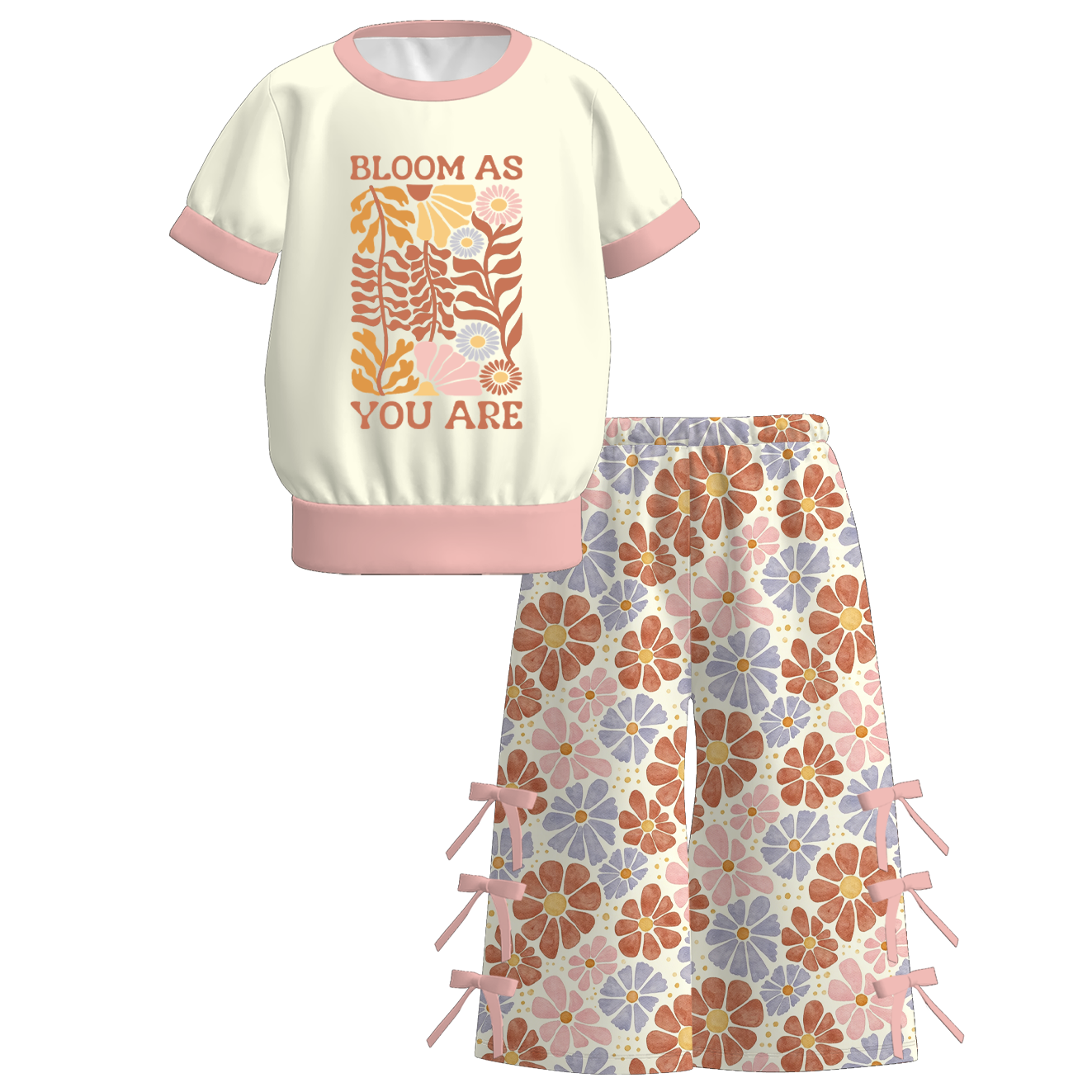 (Pre Order+Prepack Zone)Girls Fall Floral&Goose Print Dress&Outfit Set