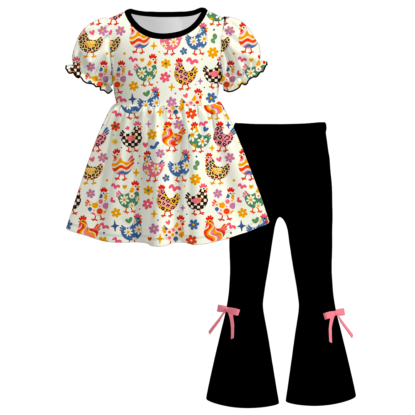 (Pre Order+Prepack Zone)Girls Fall Chick Print Dress&Outfit Set