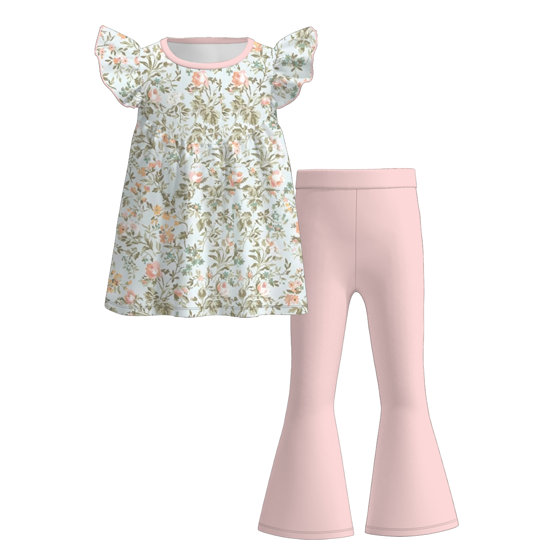 (Pre Order+Prepack Zone)Sisters Fall Pink Floral Print Dress,Set,Pants&Romper