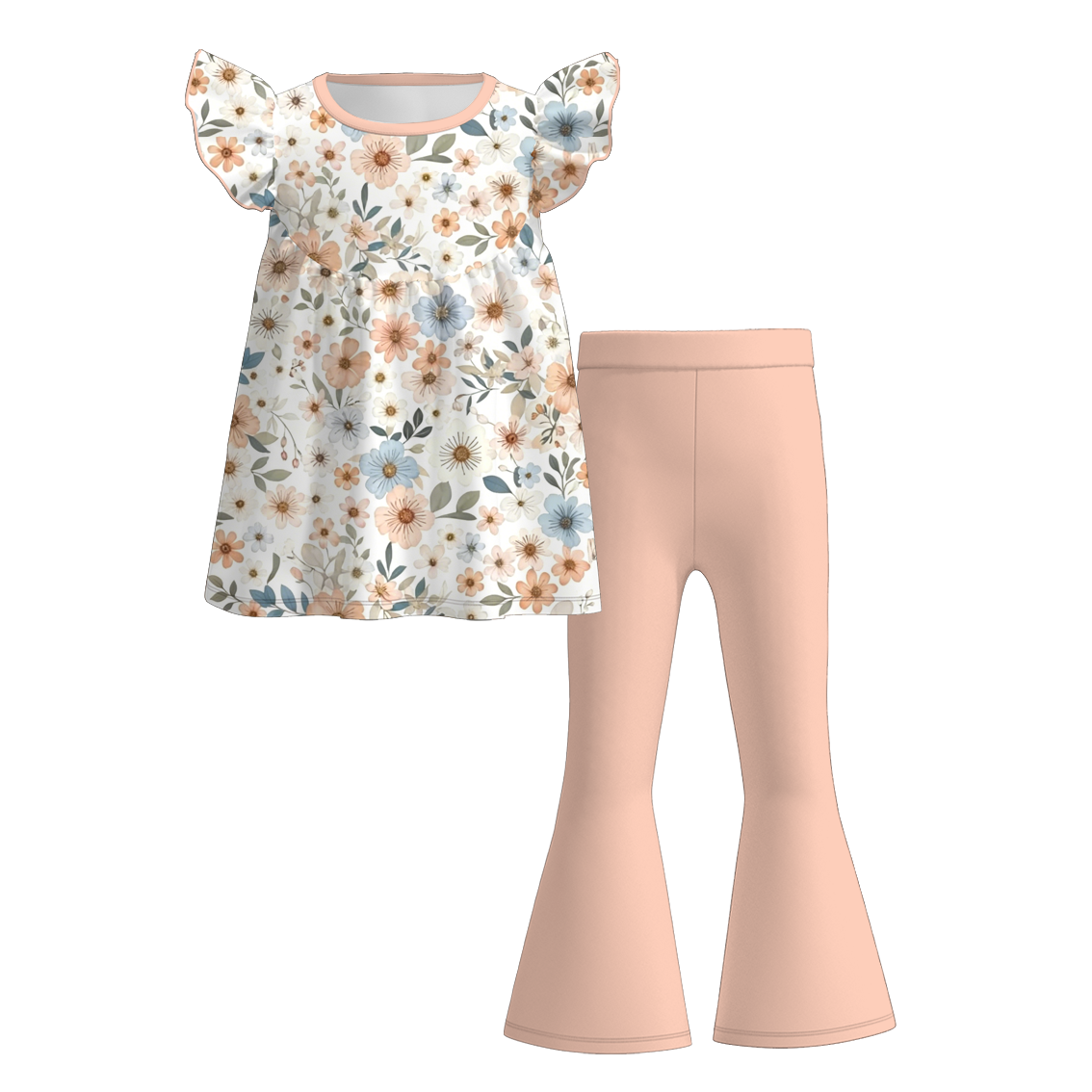 (Pre Order+Prepack Zone)Sisters Fall Coral Floral Print Dress,Set,Pants&Romper