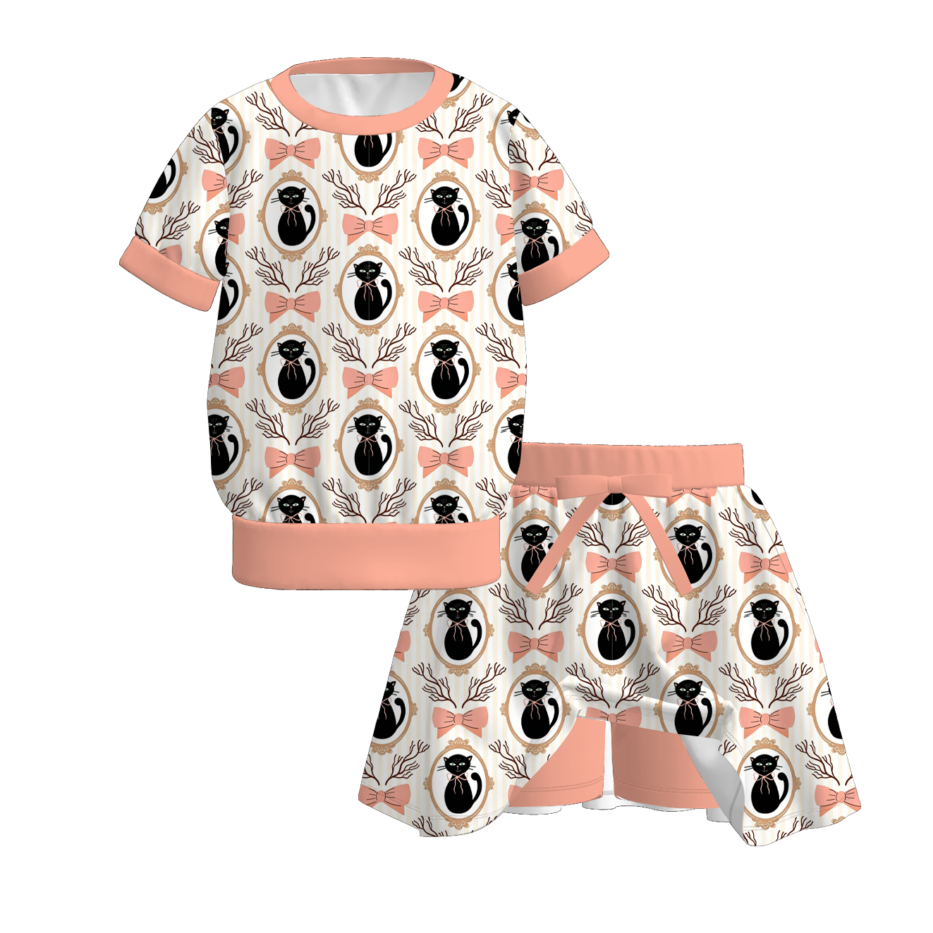 (Pre Order)Girls Halloween Print Skort Set