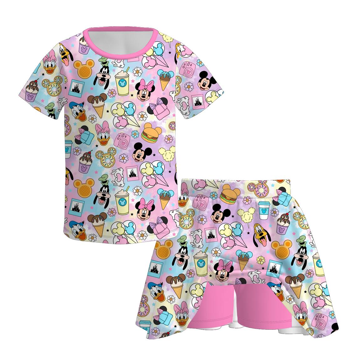 (Pre Order)Girls Fall Princess Print Skort Set