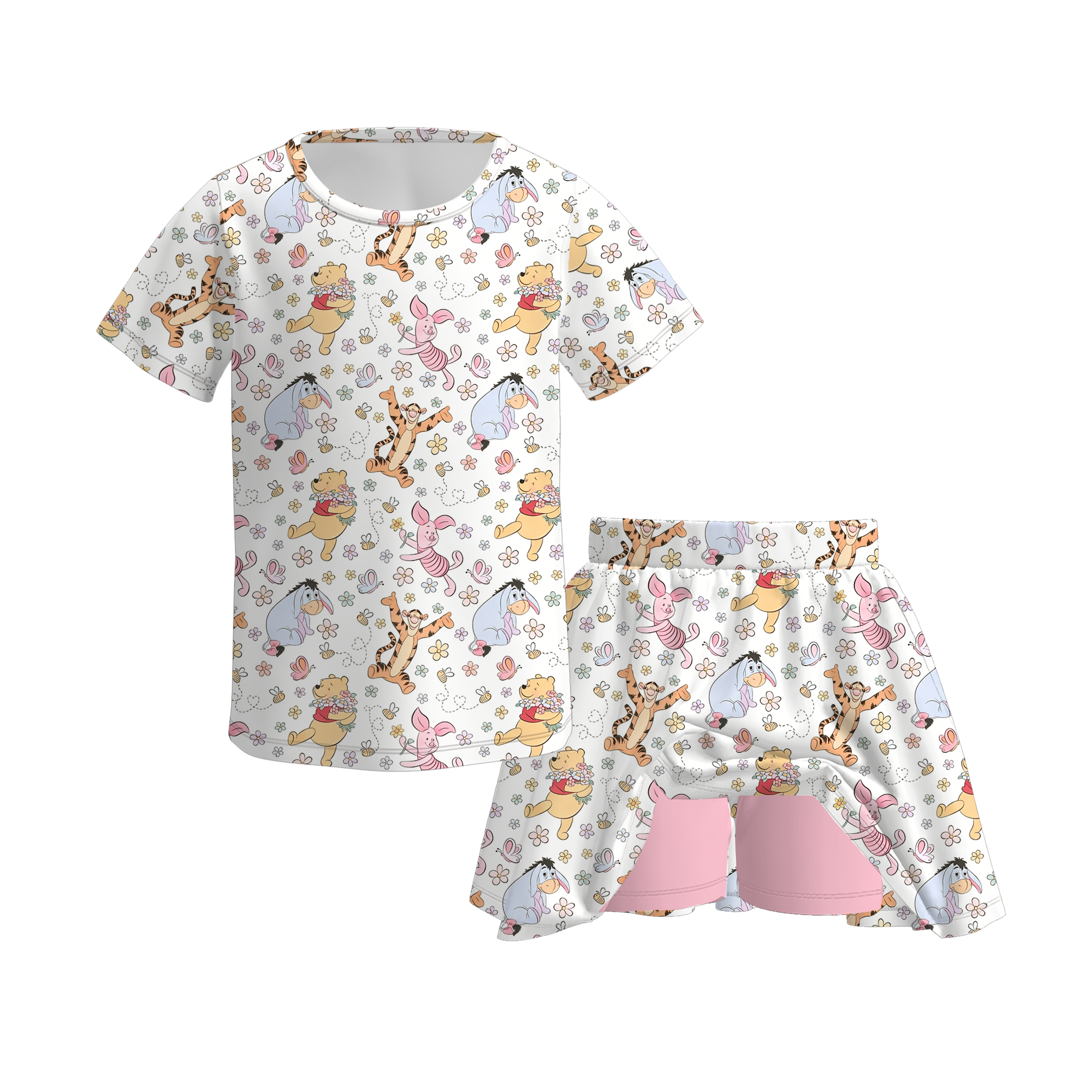 (Pre Order)Girls Fall Cartoon&Princess Print Skort Set