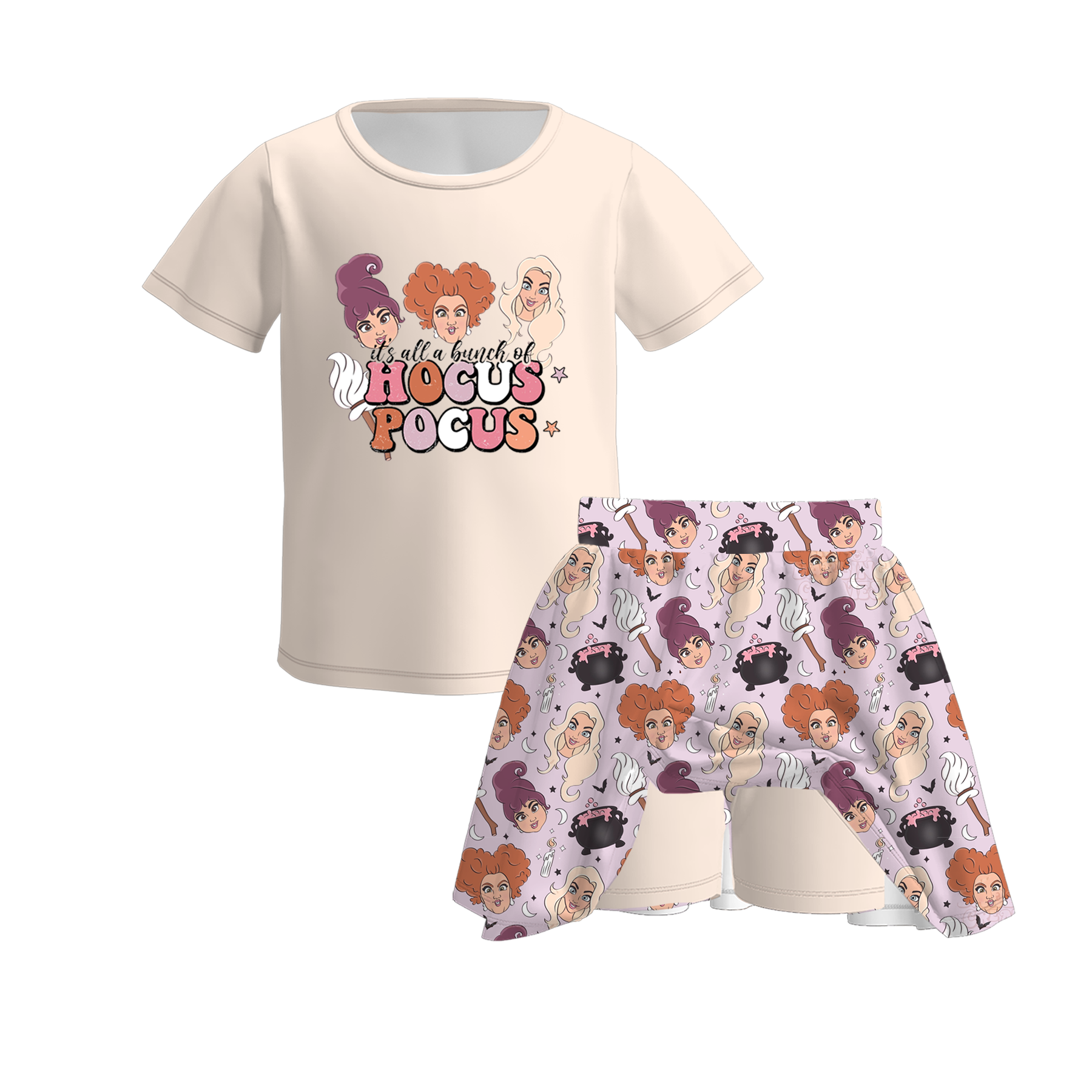(Pre Order)Girls Halloween Print Skort Set