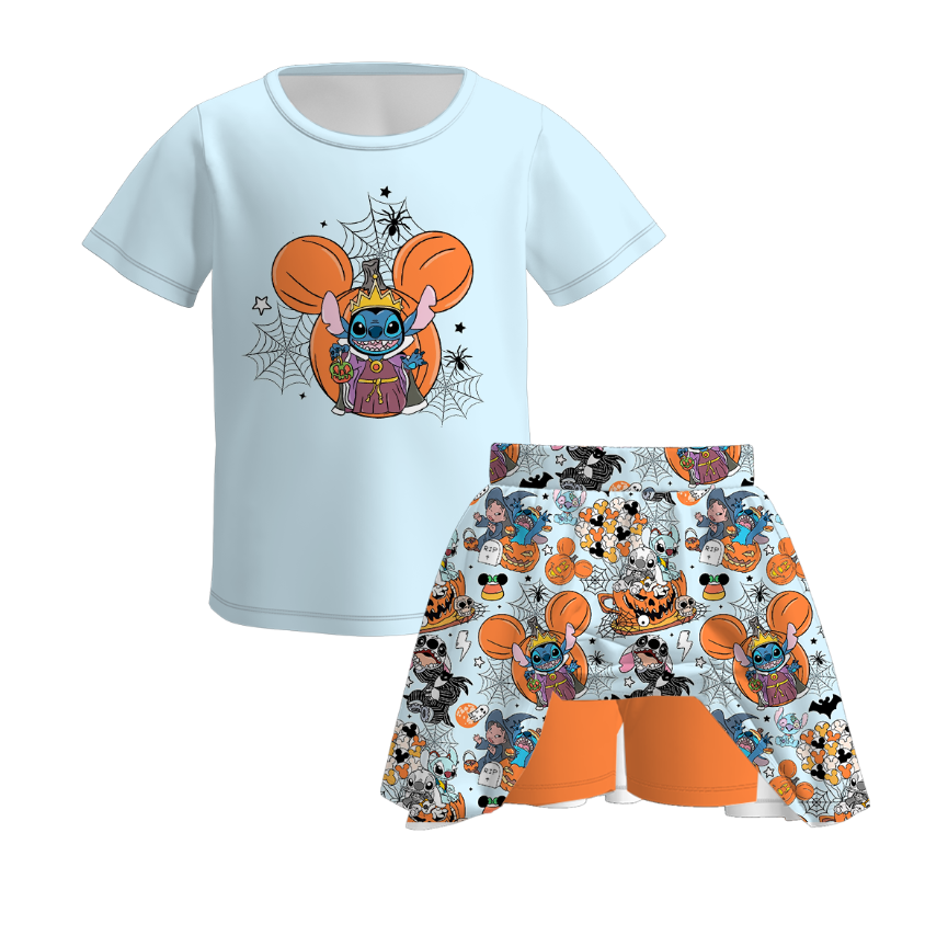 (Pre Order)Girls Halloween Print Skort Set