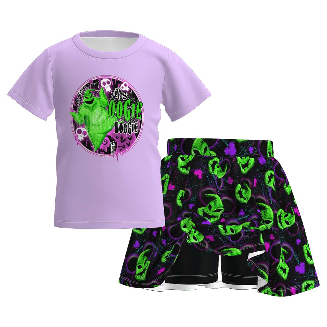 (Pre Order)Girls Halloween Print Skort Set