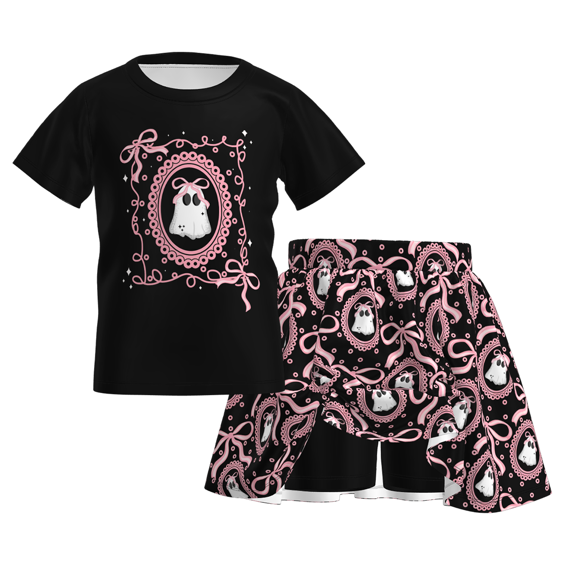 (Pre Order)Girls Halloween Print Skort Set