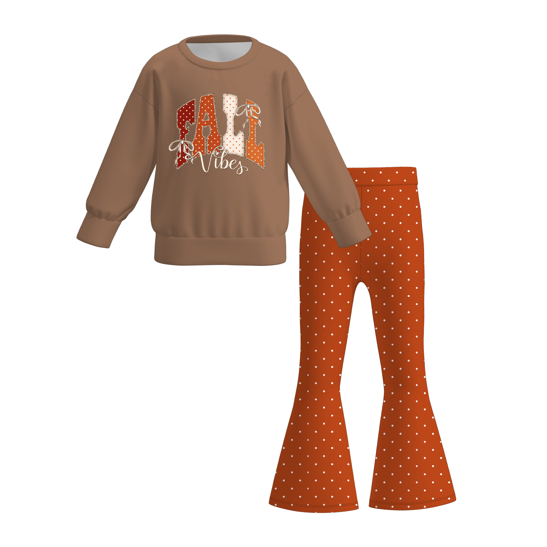 (Pre Order)Girls Fall Vibes Print Sweatshirt Set