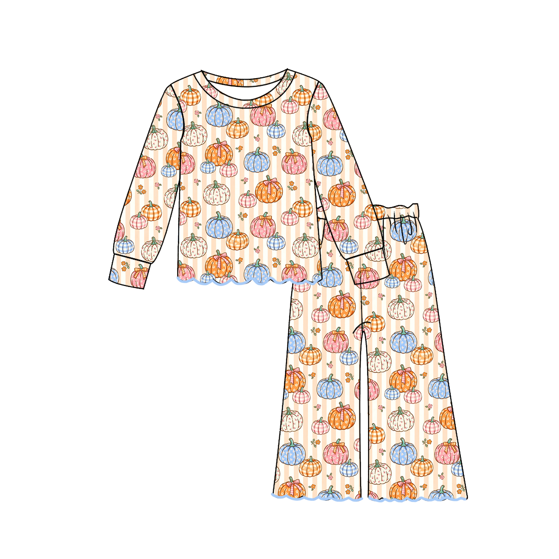 (Weekly Pre-Order)Sisters Fall Pumpkin Embroidery Dress&Scallop Set(Ends Wednesday)