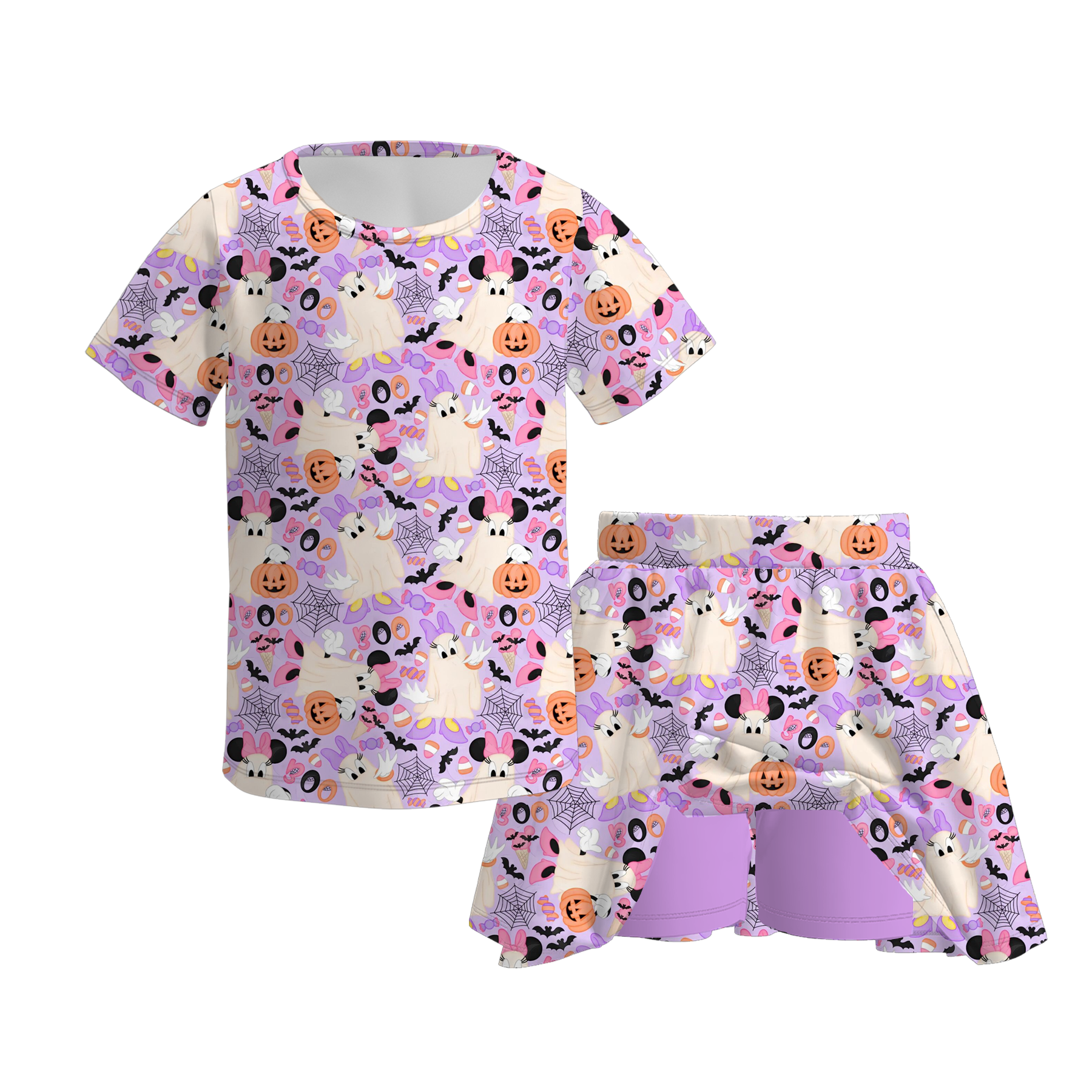 (Pre Order)Girls Halloween Print Skort Set