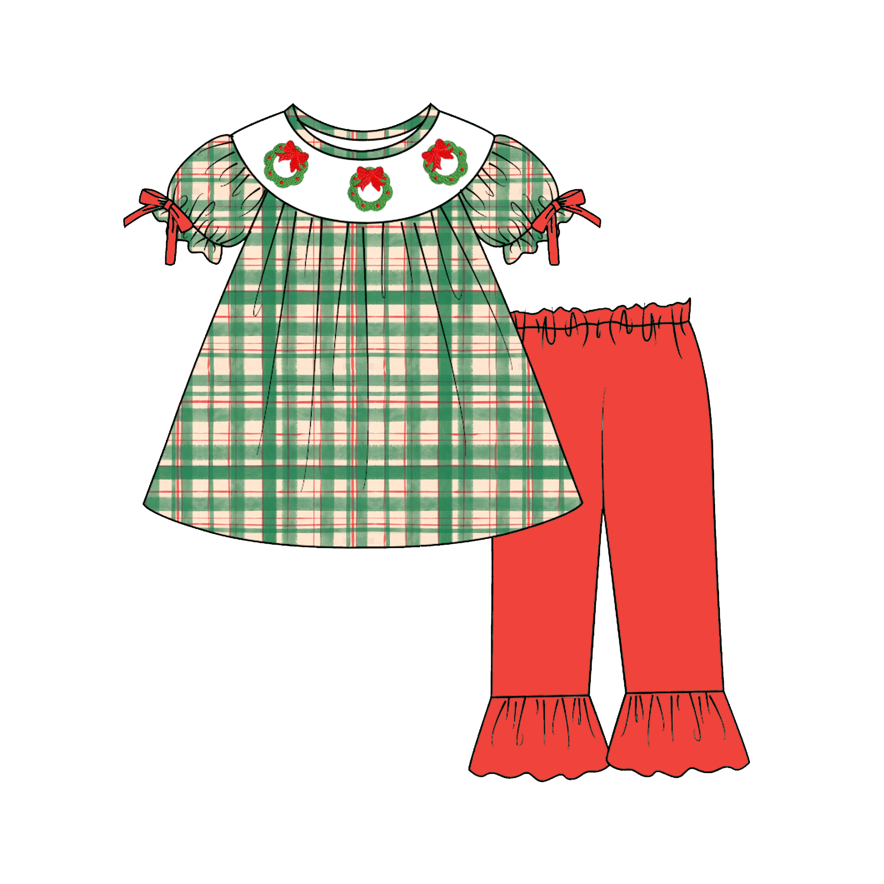 (Weekly Pre-Order)Siblings Christmas Embroidery Smocked Dress,Set&Romper(Ends Wednesday)