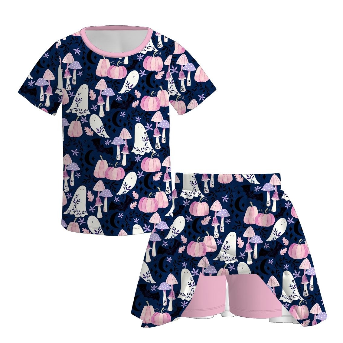 (Pre Order)Girls Halloween Print Skort Set
