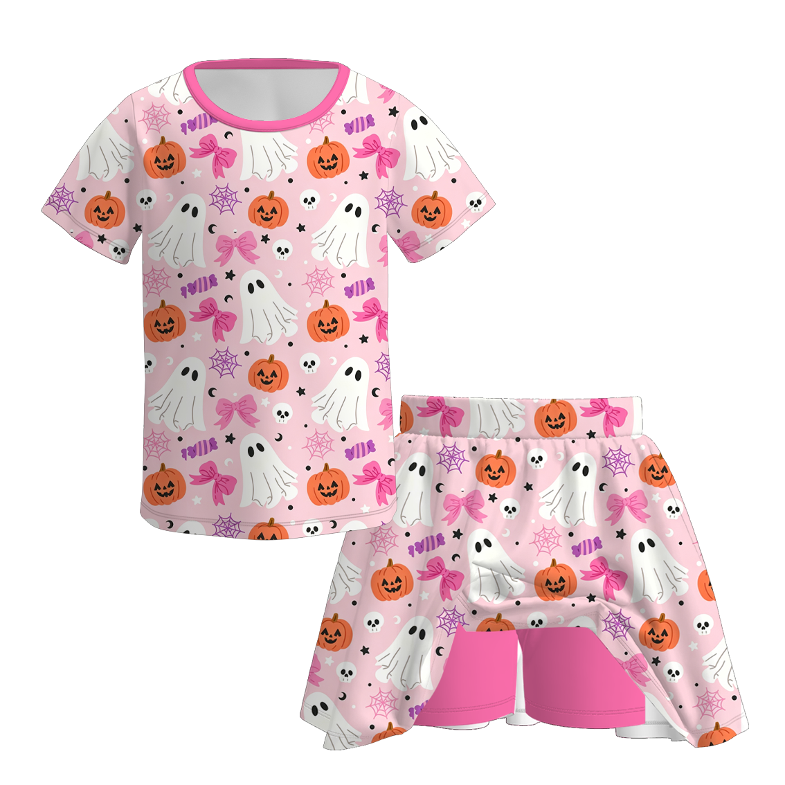 (Pre Order)Girls Halloween Print Skort Set