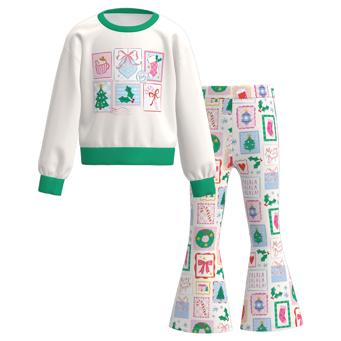 (Pre Order)Girls Christmas Print Outfit Set