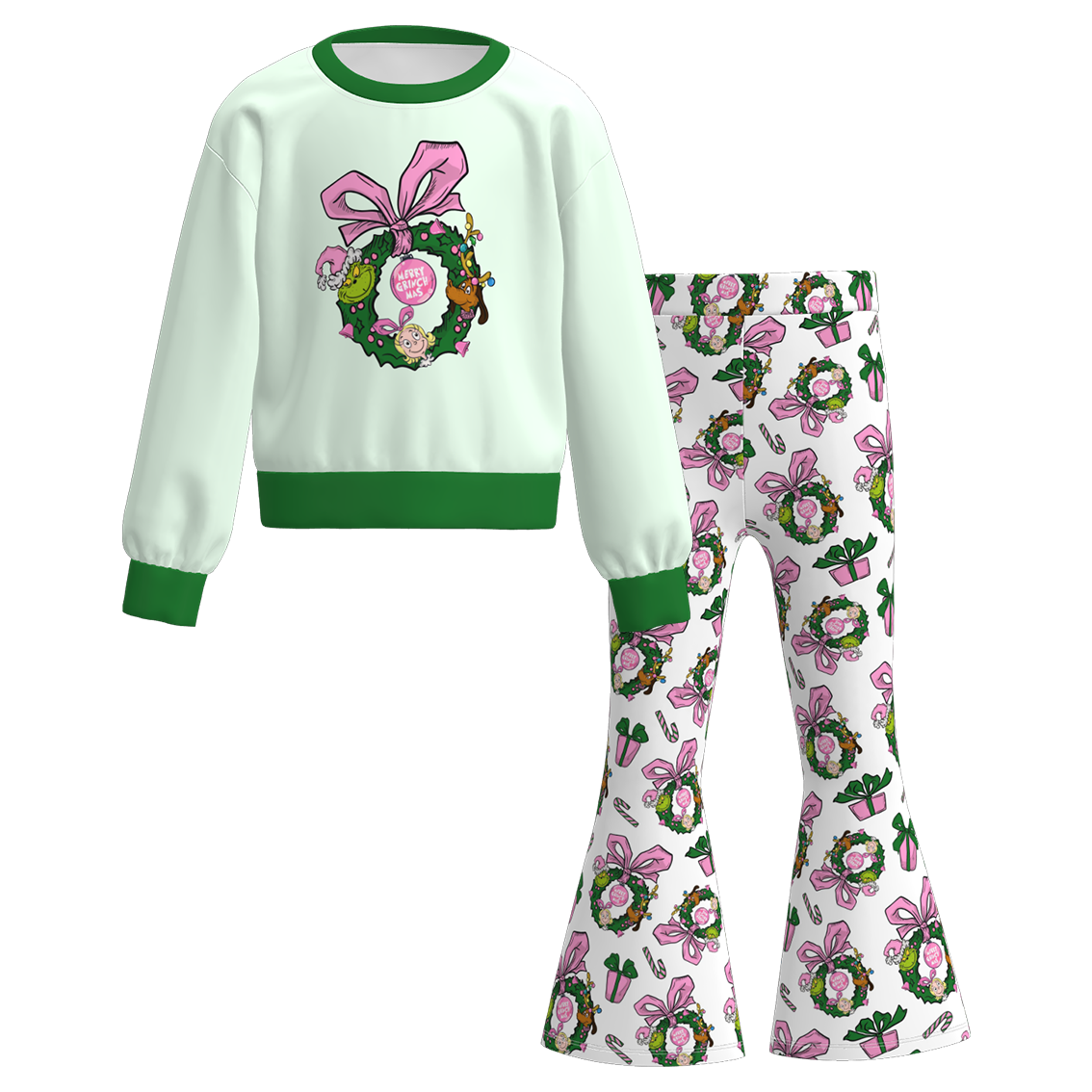 (Pre Order)Girls Christmas Print Outfit Set