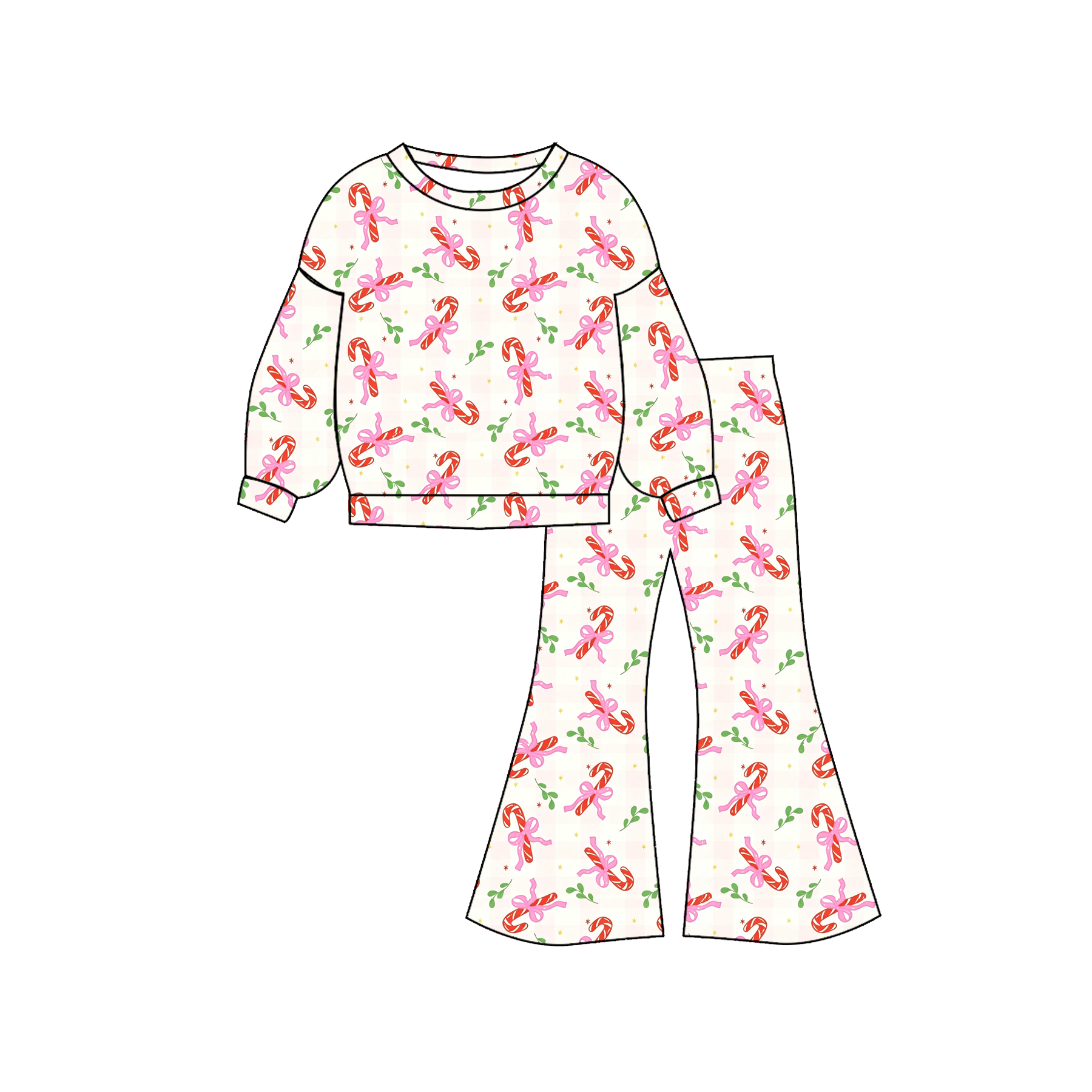 (Weekly Pre-Order)Girls Christmas Print Twill Sweatshirt Suit(Ends 8.9)