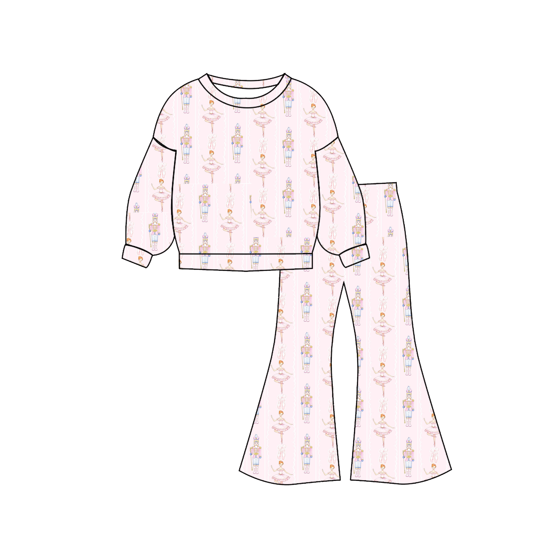 (Weekly Pre-Order)Girls Christmas Print Twill Sweatshirt Suit(Ends 8.9)