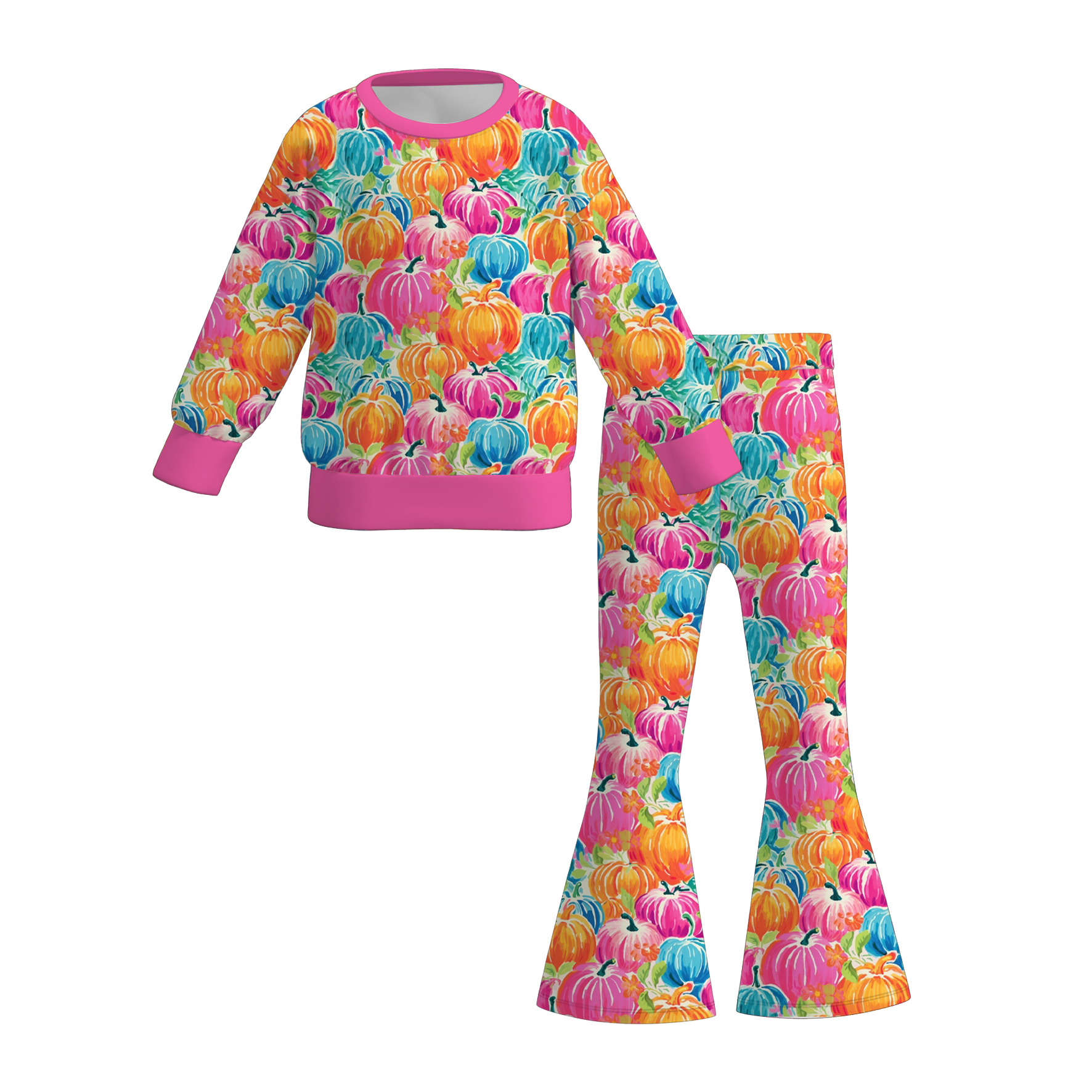 (Weekly Pre-Order)Girls Halloween Print Twill Sweatshirt Suit(Ends 8.16)