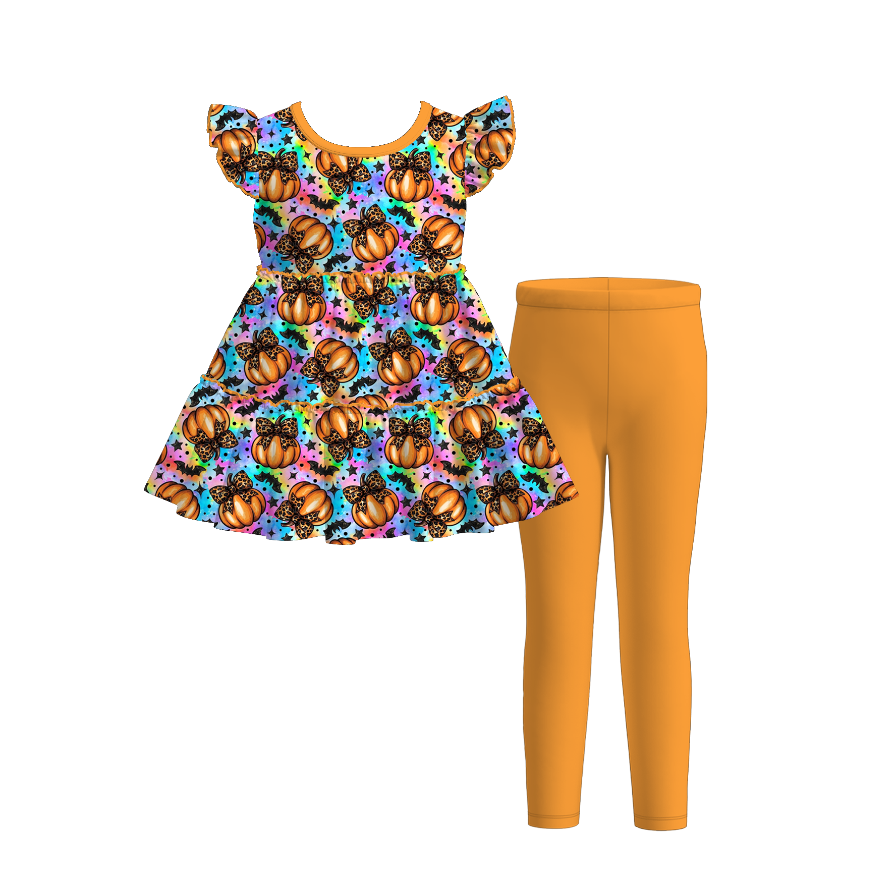 (Weekly Pre-Order)Girls Halloween Print Outfit Set(Ends 8.16)