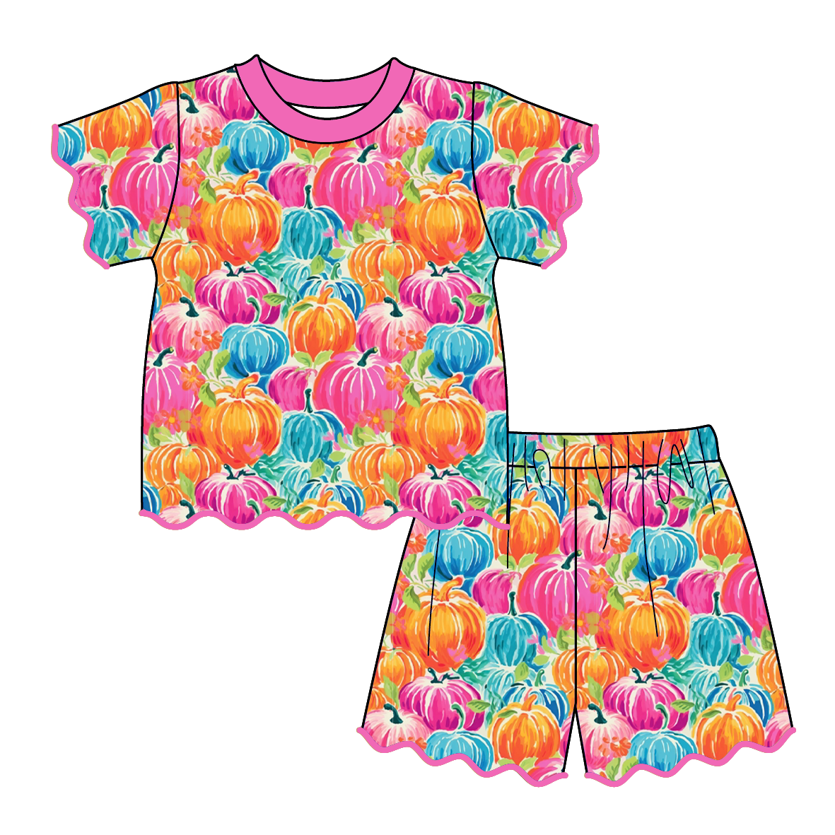 (Weekly Pre-Order)Girls Halloween Embroidery Scallop Set(Ends 8.16)