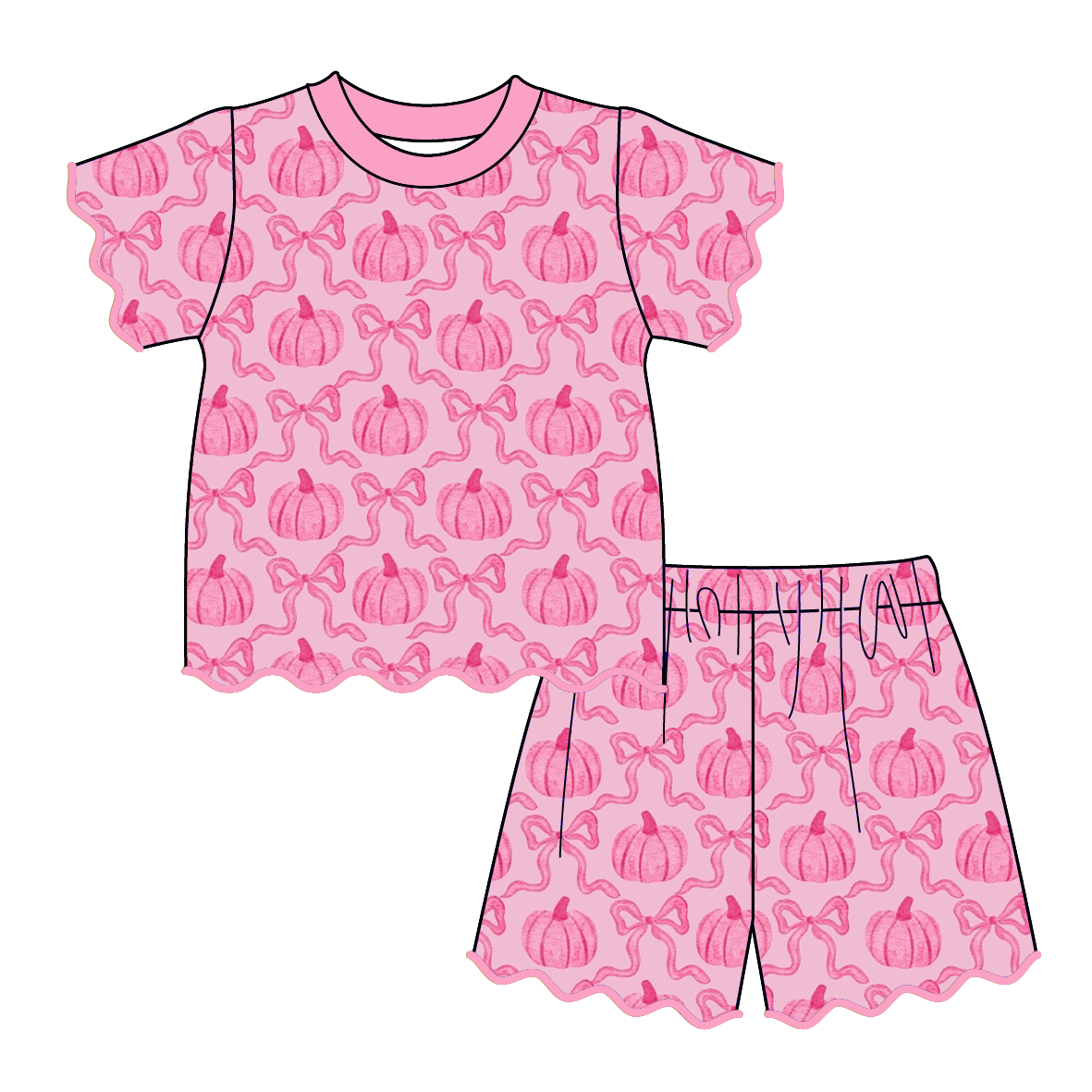 (Weekly Pre-Order)Girls Halloween Embroidery Scallop Set(Ends 8.16)