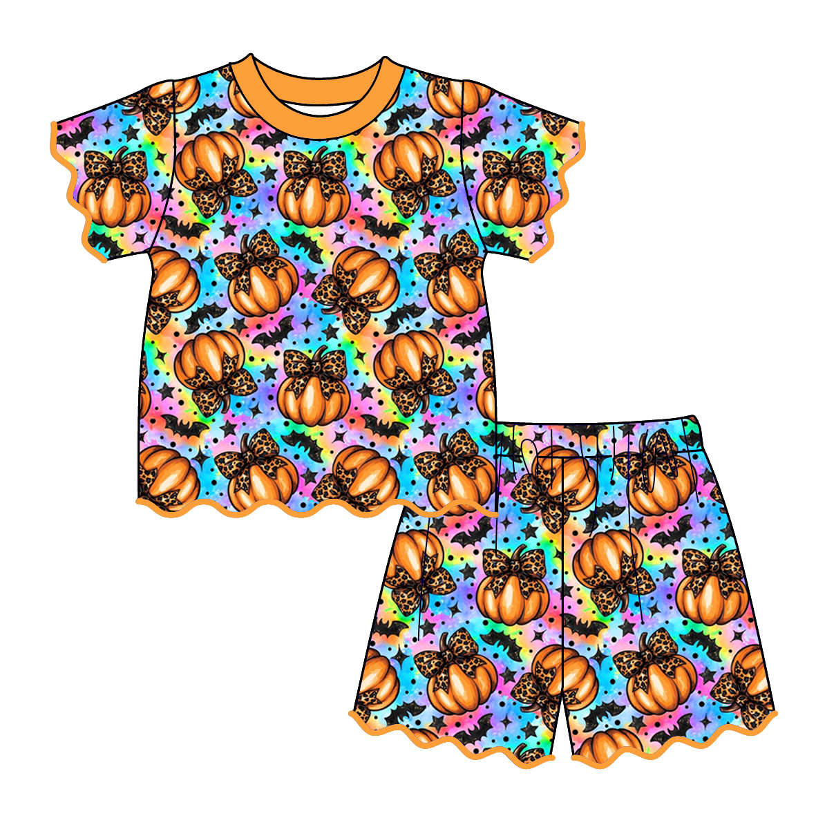 (Weekly Pre-Order)Girls Halloween Embroidery Scallop Set(Ends 8.16)