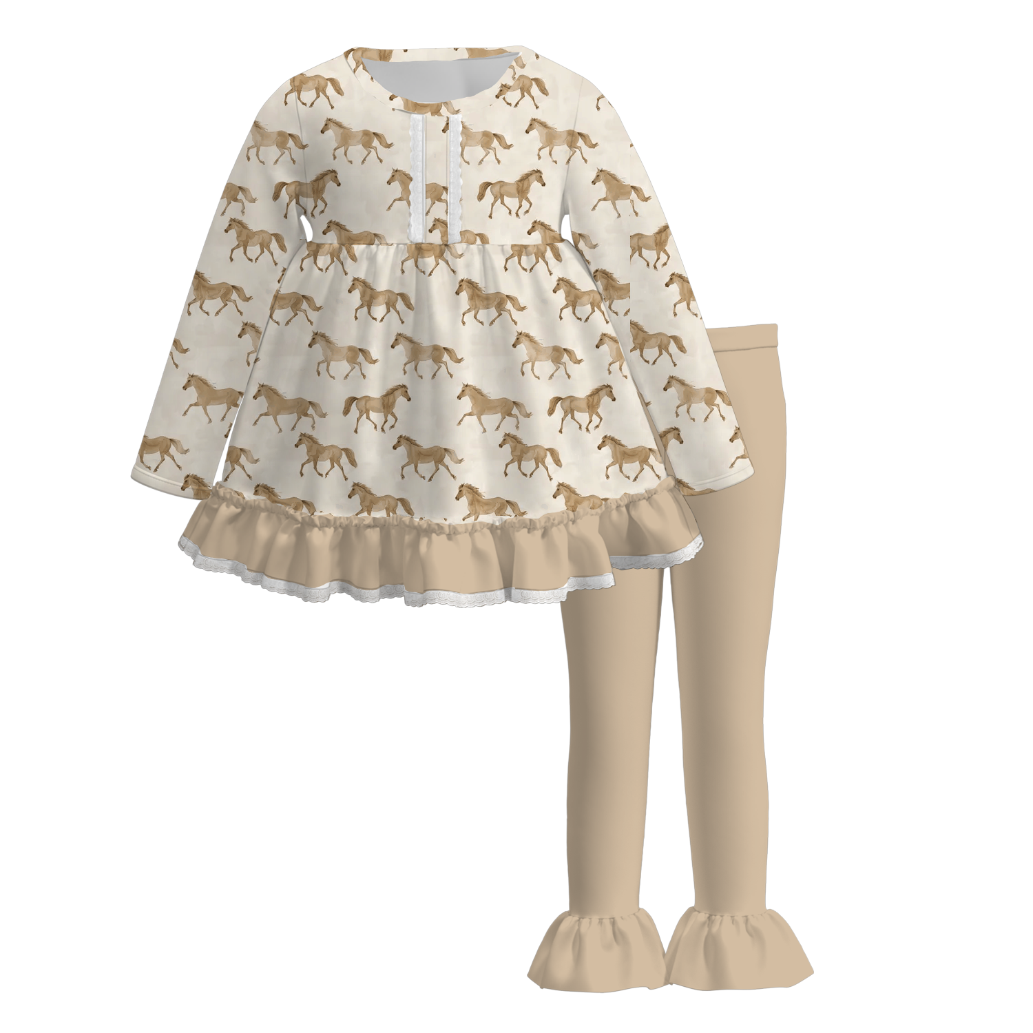 (Pre Order)Girls Fall Horse Print Outfit Set