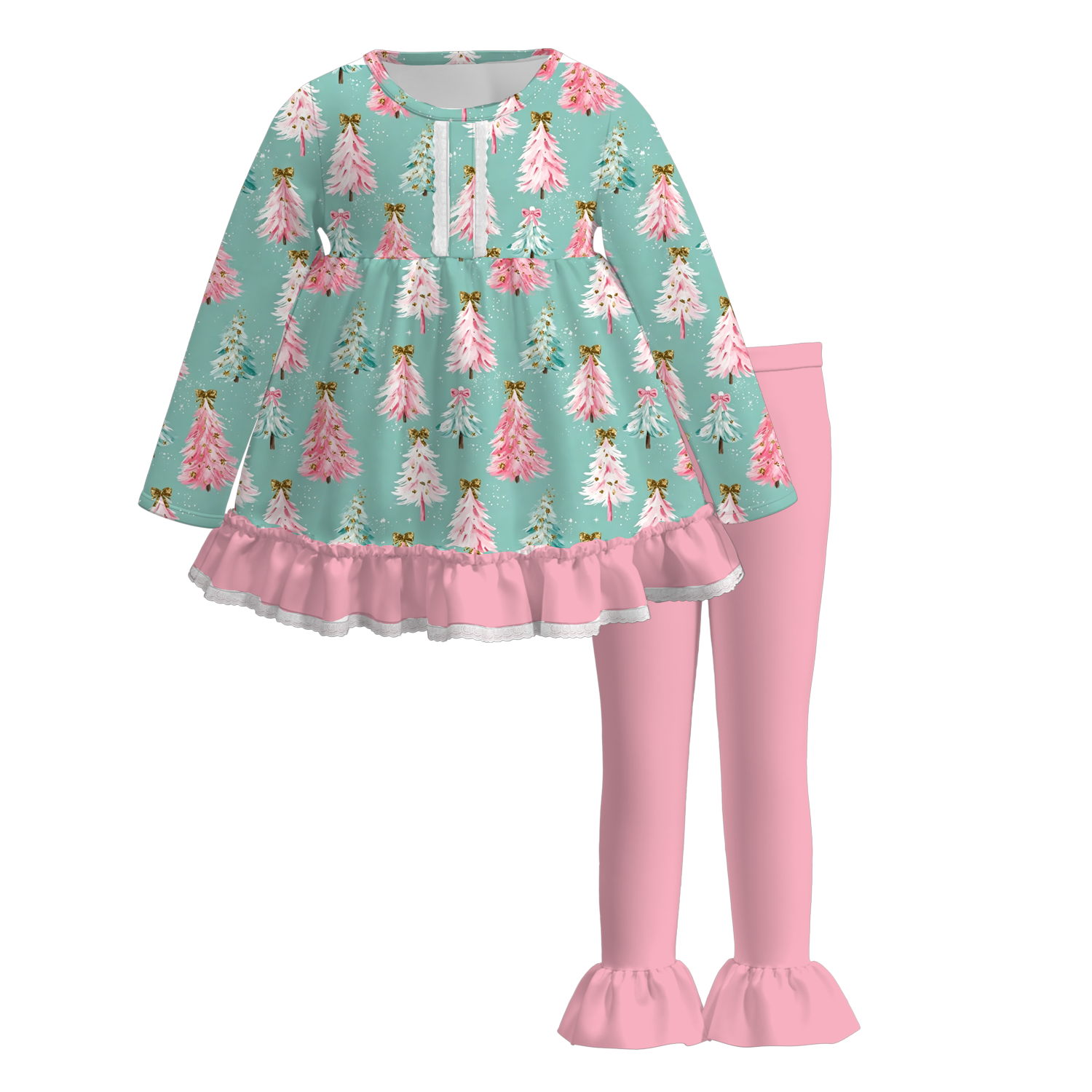 (Pre Order)Girls Christmas Print Outfit Set