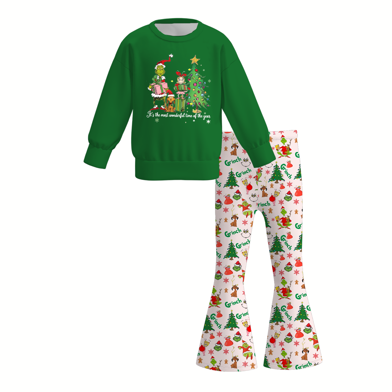 (Weekly Pre-Order)Girls Christmas Print Sweatshirt Suit(Ends 9.6)