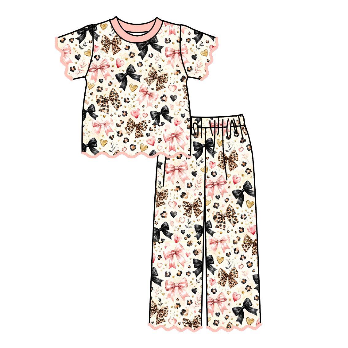 (Pre Order)Girls Fall Floral Embroidery Scallop Set