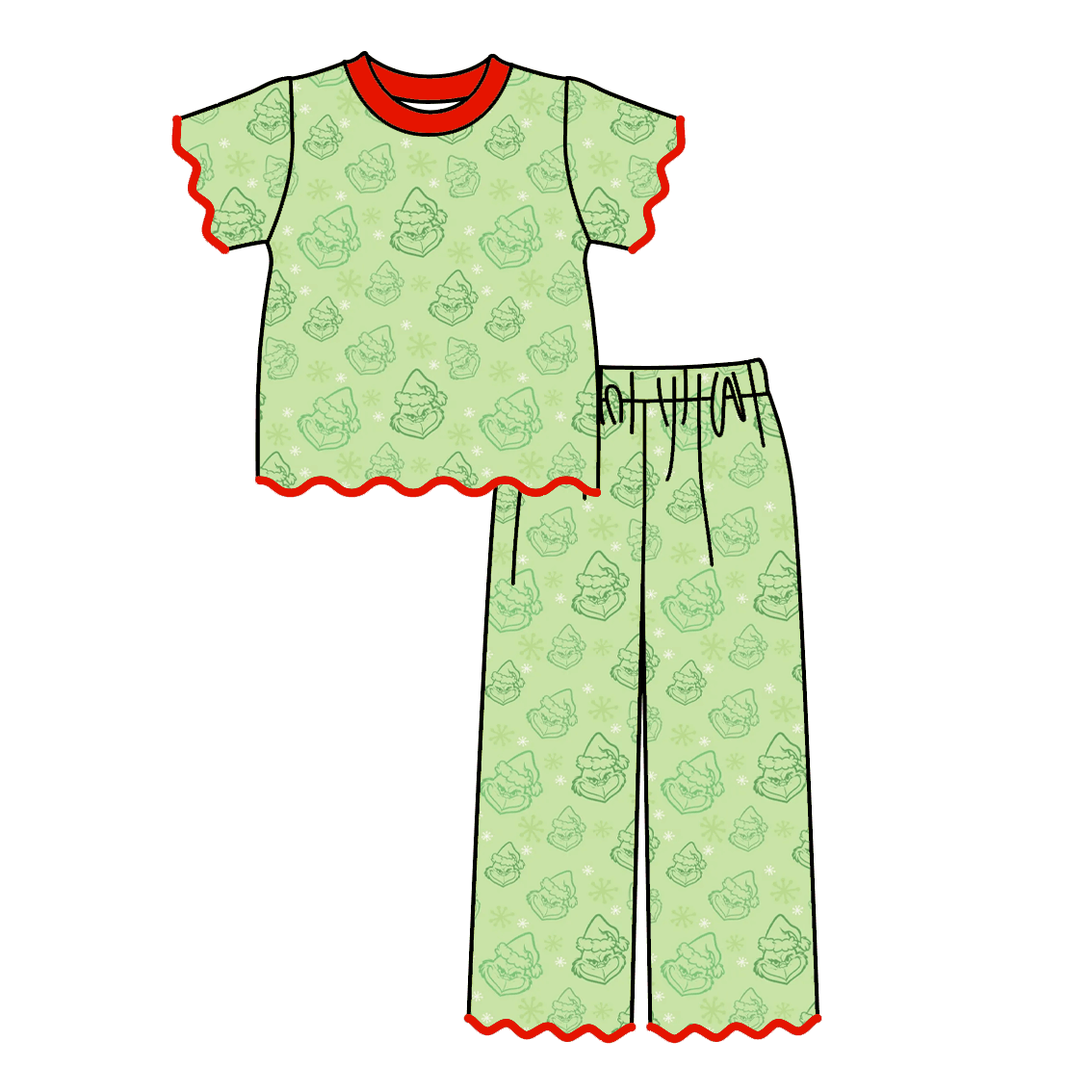 (Weekly Pre-Order)Girls Christmas Embroidery Scallop Set(Ends 8.30)