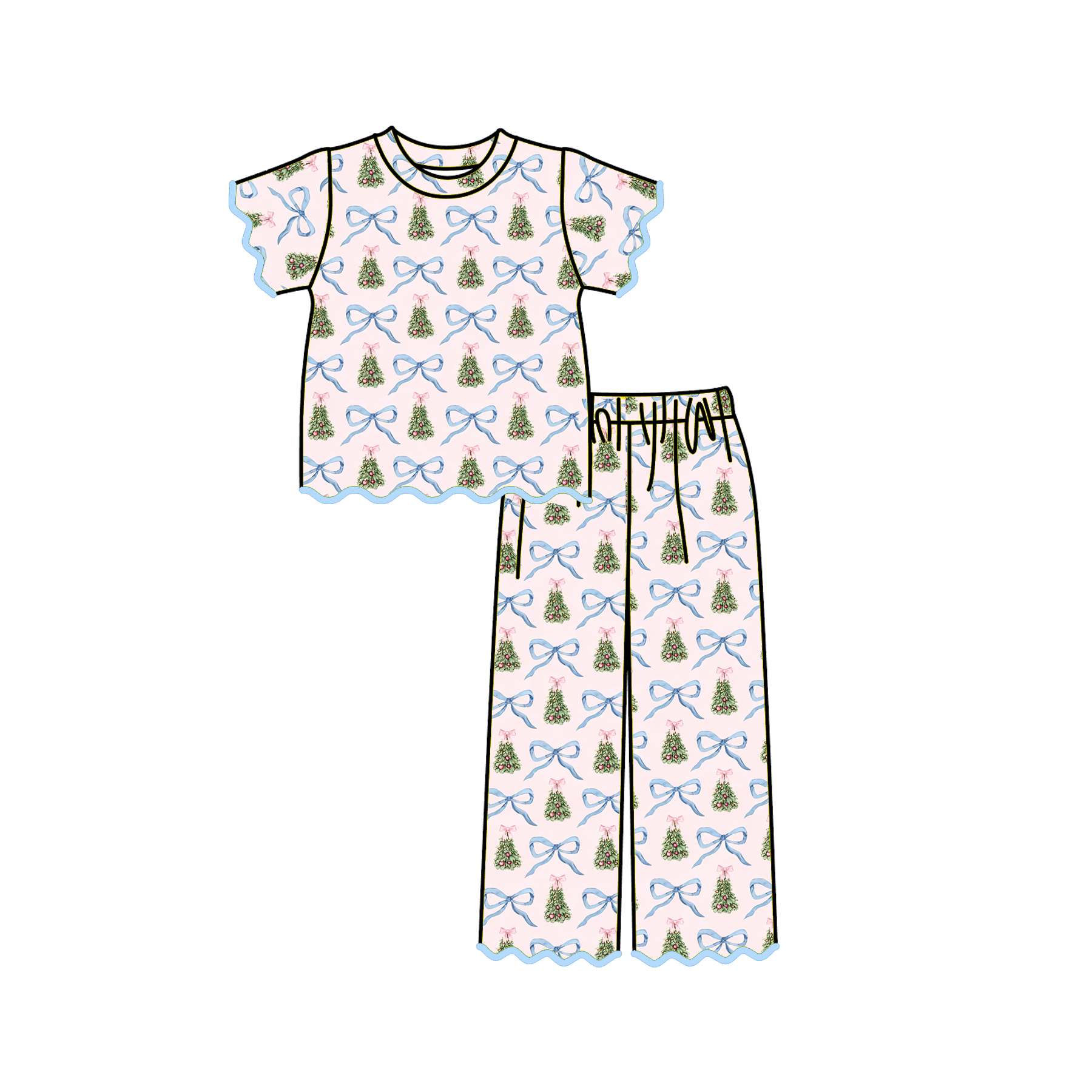 (Weekly Pre-Order)Girls Christmas Embroidery Scallop Set(Ends 8.30)