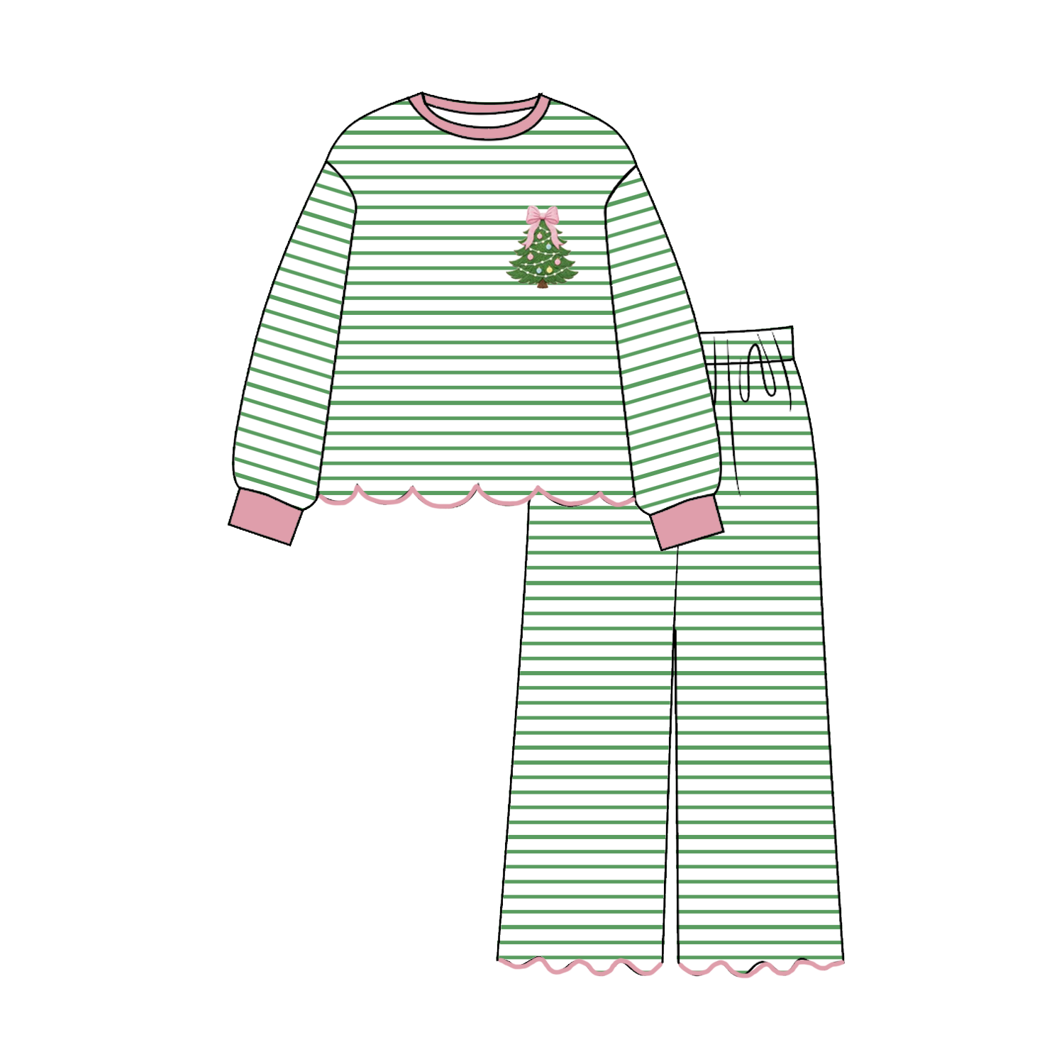 (Weekly Pre-Order)Siblings Christmas Tree Embroidery Dress,Scallop Set&Romper(Ends 9.6)