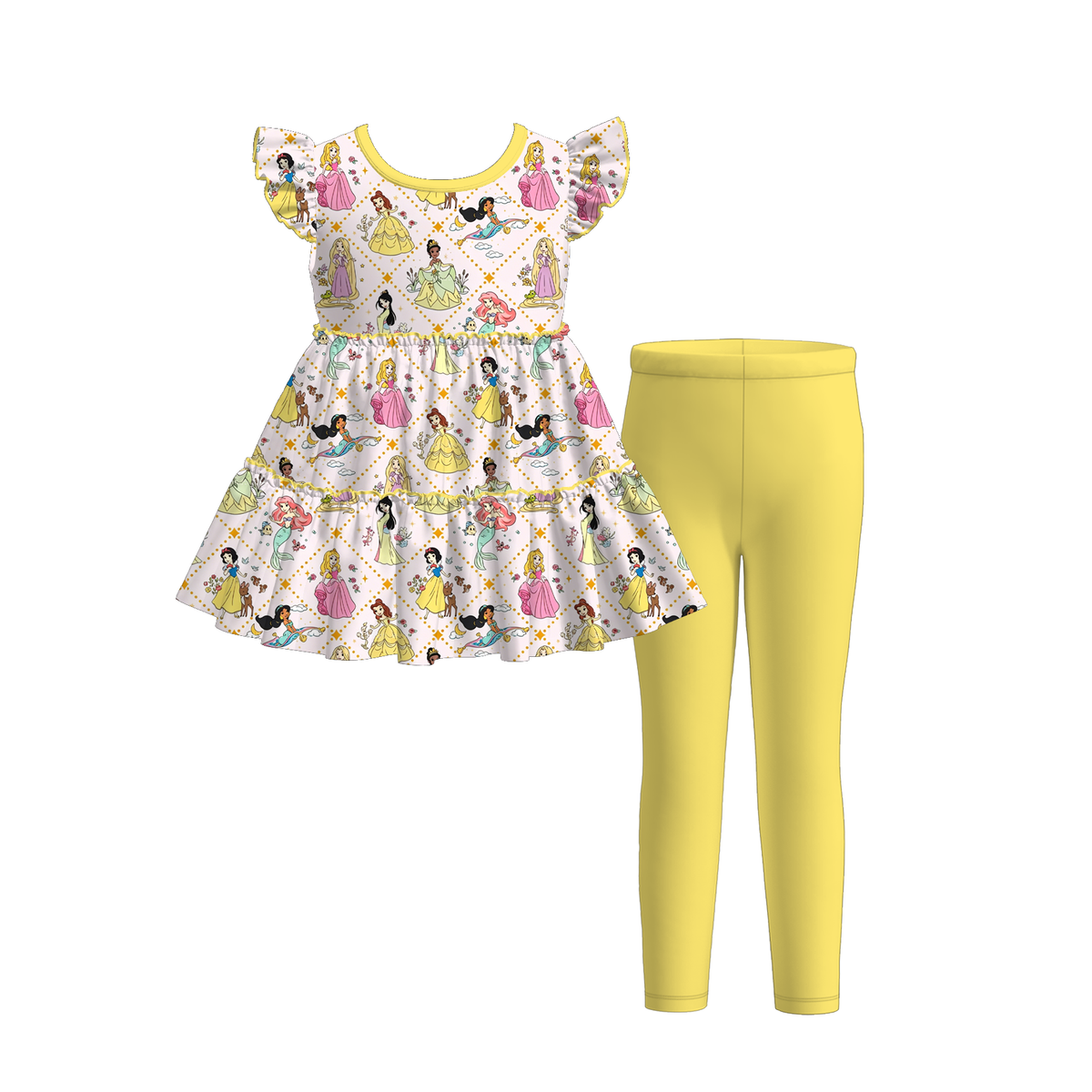 (Pre Order)Girls Princess&Cartoon Print Outfit Set
