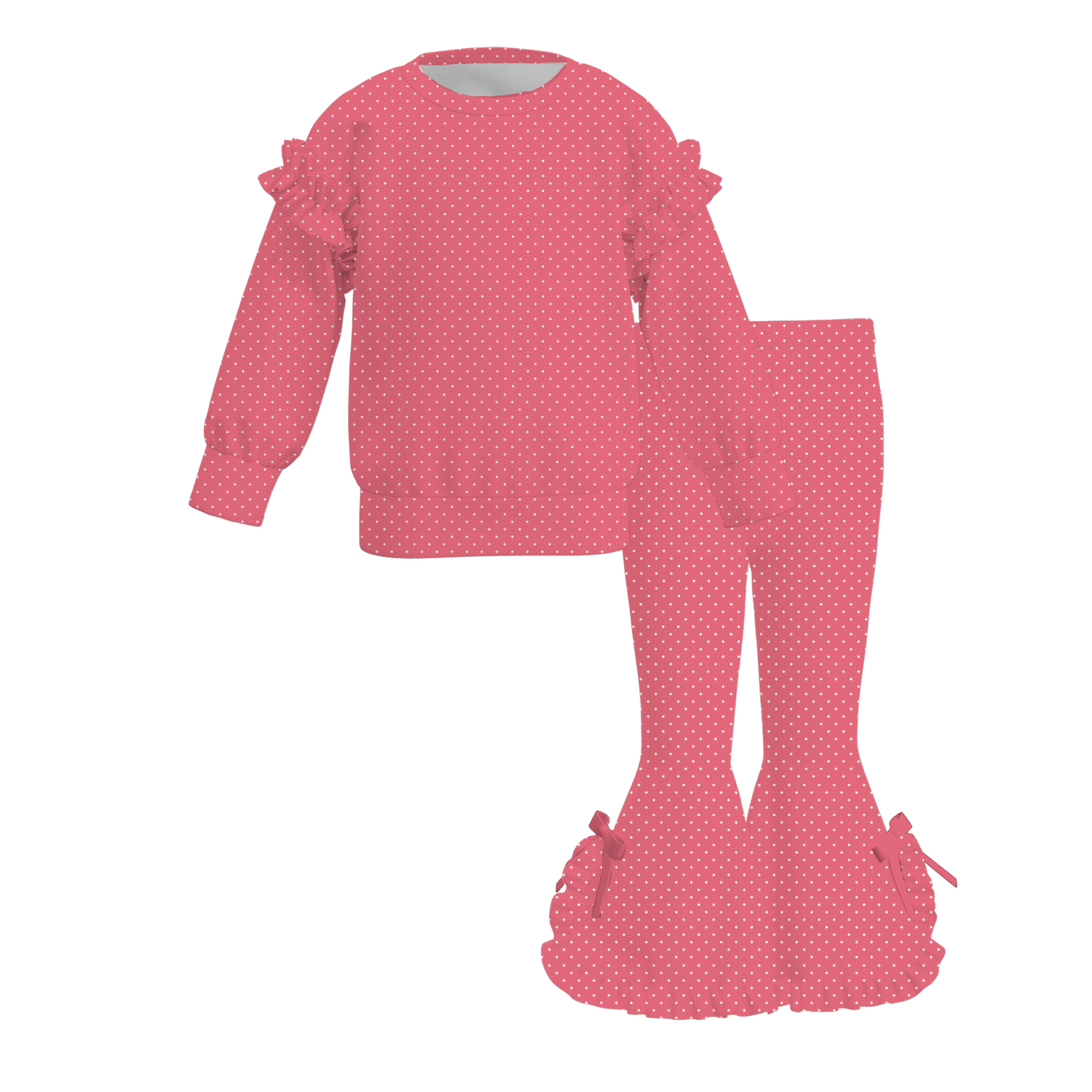 (Weekly Pre-Order)Girls Fall Solid Color Ruffle Sweatshirt Set(Ends 9.13)